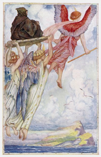 Raphaël et les anges transportent Saint Senan à l